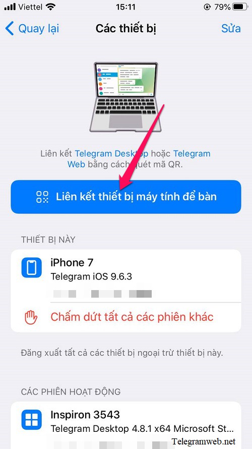 Quét mã Telegram QR trên iPhone / iPad