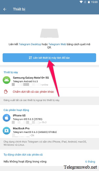 Quét mã Telegram QR trên Android